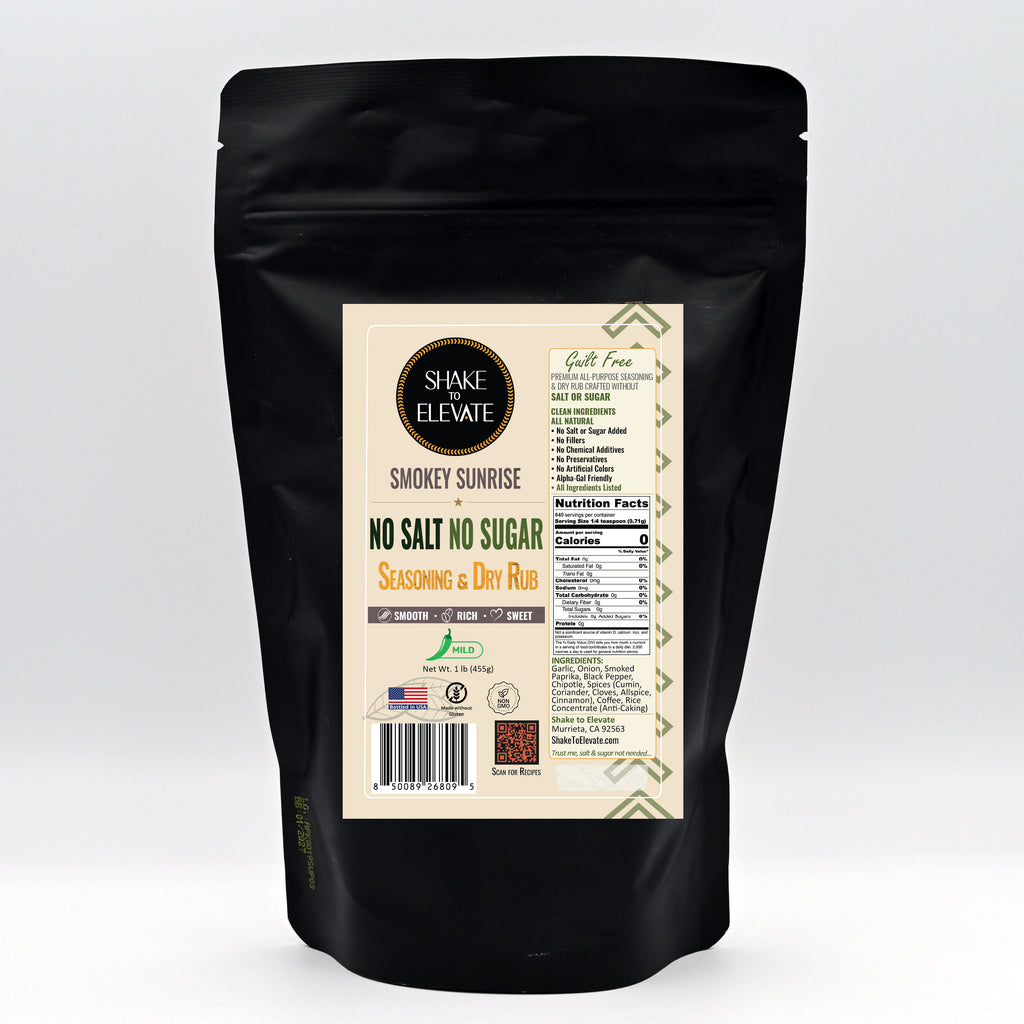 Shake to Elevate - Guilt Free Smokey Sunrise No Salt & No Sugar Seasoning & Dry Rub, 1 lb (16 oz) Refill Bag