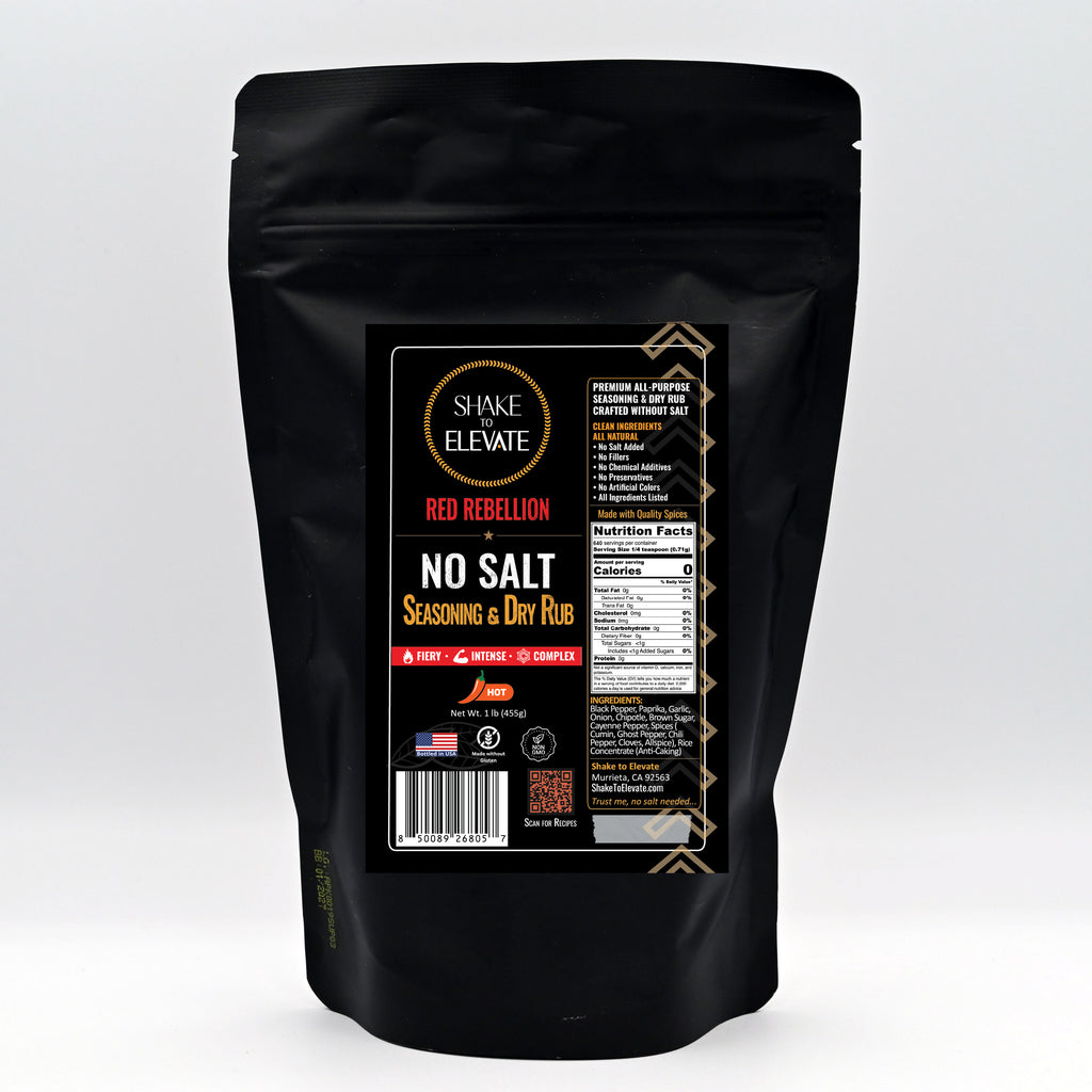 Shake to Elevate - Red Rebellion (Hot & Spicy) No Salt Seasoning & Dry Rub, 1 lb (16 oz) Refill Bag